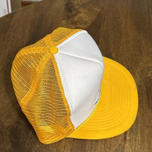 Vintage Bass Fishing Hat Snapback Trucker Cap Mens USA‎ 80s Retro Dad Yellow - Picture 5 of 10